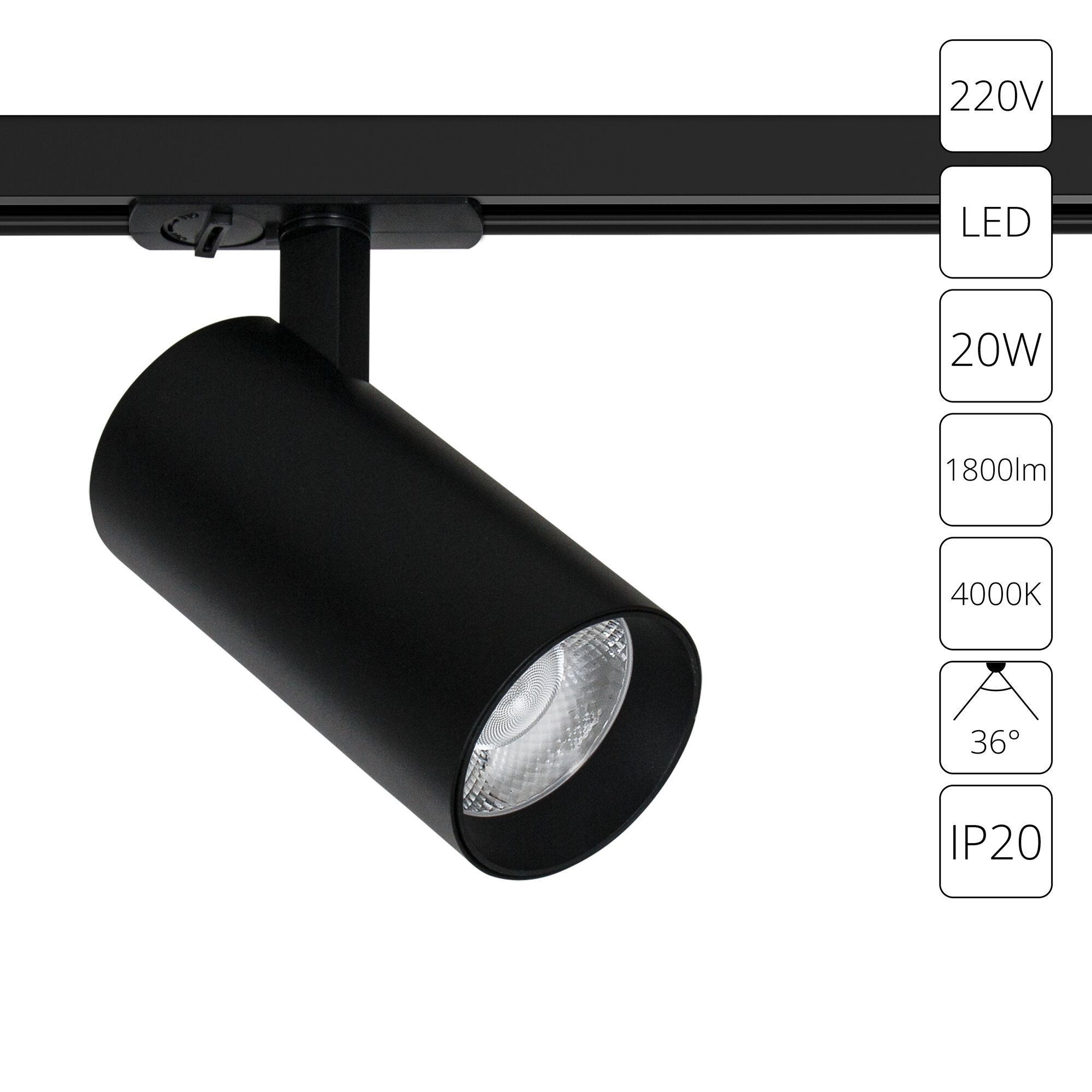 Трековый светильник Arte Lamp BENE A1947PL-1BK 20Вт LED черный