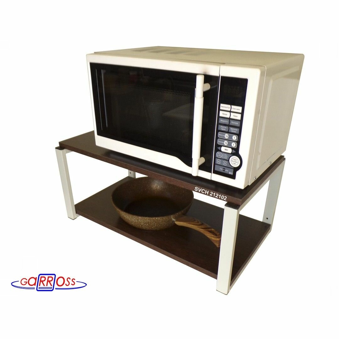 Кронштейн для микроволновки "SVCH 212102" размер поверхности полки 30х60 см, высота 27 см, цвет кронштейнов-серый, полок-венге