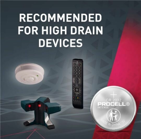 Батарейка литиевая DURACELL PROCELL INTENSE CR2032 кнопочная (дисковая) 200 штук, (40 блистеров по 5 штук) — фото 1