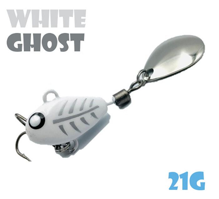 Блесна Тейл-Спиннер для рыбалки Uf-Studio Hurricane 21g #White Ghost