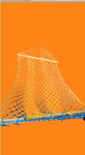 Гамак подвесной Сине-желтый, для улицы сетчатый с нагрузкой до 150 кг — фото 1