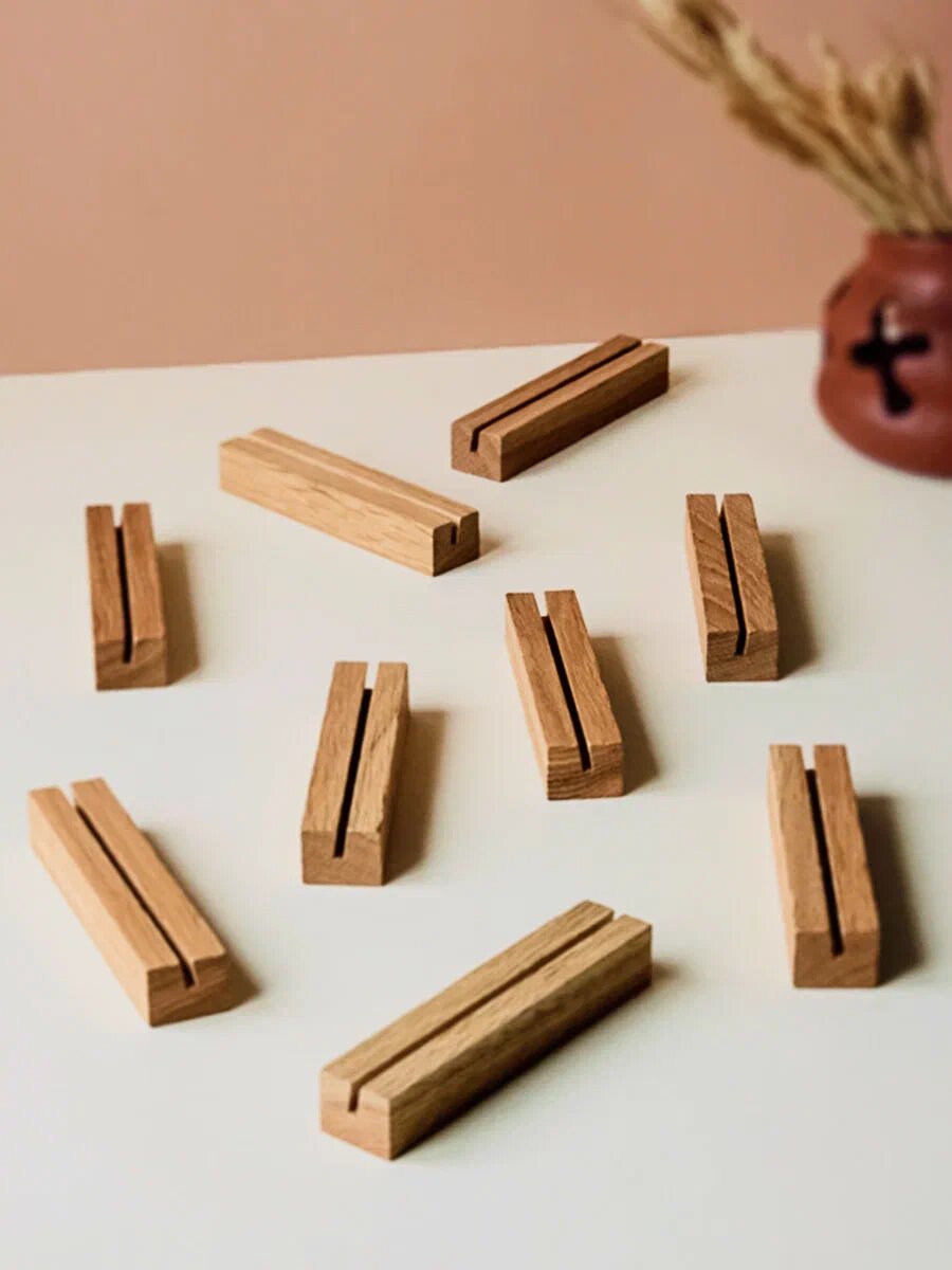 Ценникодержатели деревянные Dad's material, 12 см, темно-коричневые, набор 9 штук — фото 1