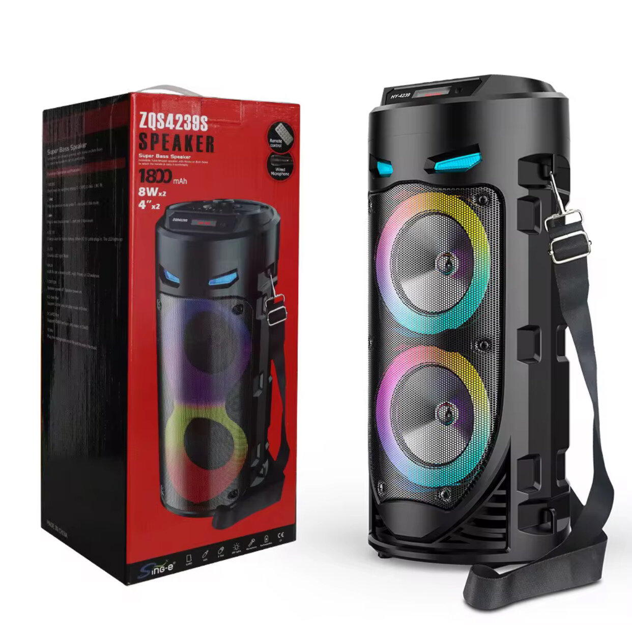 Караоке-колонка ZQS4239, Bluetooth, RGB-подсветка, микрофон, 3000 m.a.h