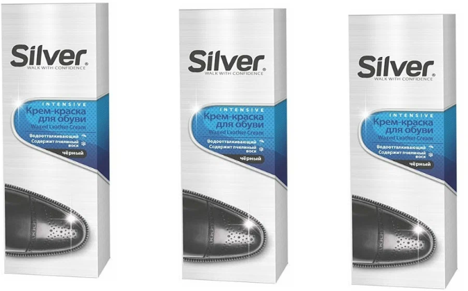 SILVER PREMIUM Крем-краска жидкая для гладкой кожи, Черный, 75мл, 3 шт