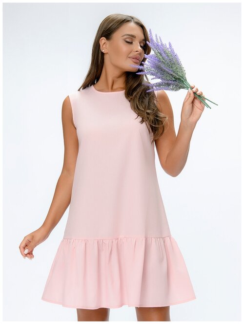 Платье 1001dress, хлопок, повседневное, мини, размер 42, розовый