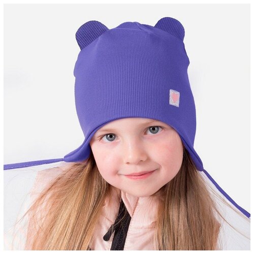 Шапка HohLoon, размер 50-54, синий, фиолетовый hoh loon комплект шапка снуд детский цвет молочный размер 48 52