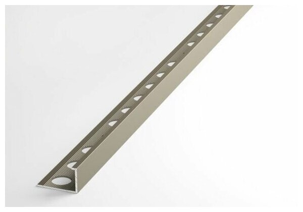 Профиль L-образный алюминиевый для плитки до 12 мм, лука ПК 01-12.2700.042л, длина 2,7м, 042л - Анод шампань матовая