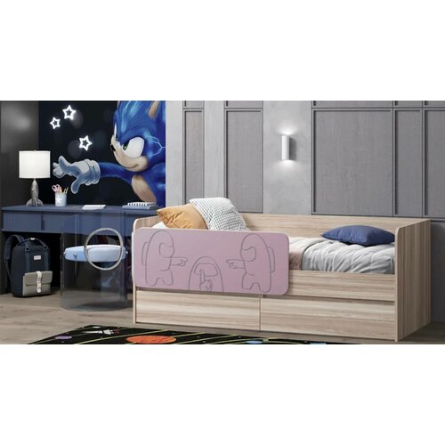 Кровать Акварель, Мебель Гигант, сонома/розовый