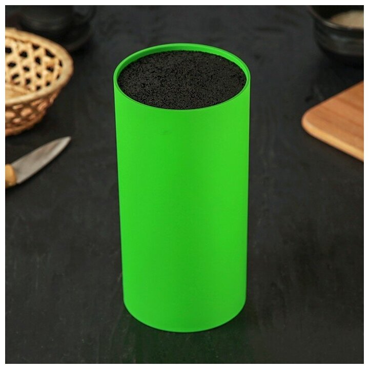 Подставка для ножей «Нео» 22×11 см с наполнителем покрытие Soft-touch цвет зелёный
