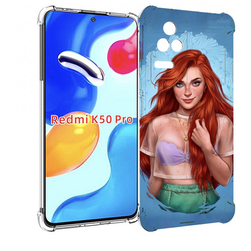 Чехол MyPads девушка-в-голубом-фоне женский для Xiaomi Redmi K50 / K50 Pro задняя-панель-накладка-бампер