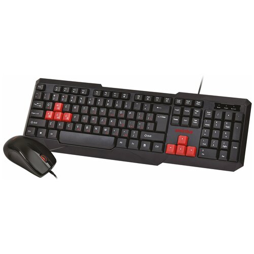 Набор Smartbuy клавиатура + мышь ONE 230346-KR , черно-красный, проводной
