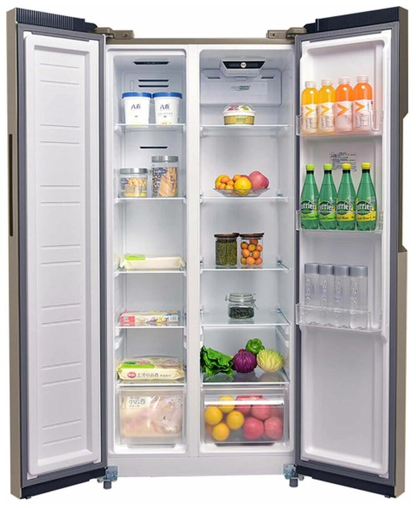 Холодильник Side by Side Ginzzu NFK-420 золотистый - фотография № 2