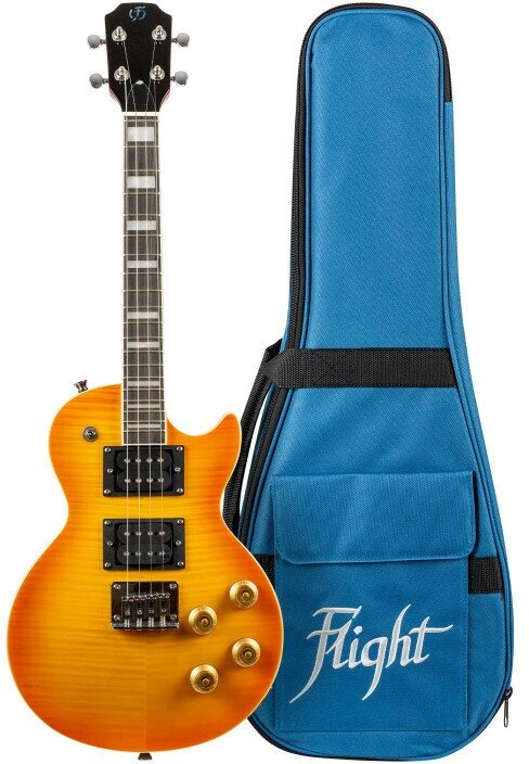 FLIGHT Centurion Tenor VB электроукулеле, Les Paul, тенор, цвет Vintage Burst, чехол