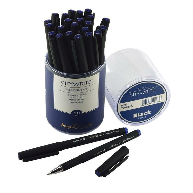 Ручка шариковая Bruno Visconti CityWrite Black (0.8мм, синий цвет чернил) 24шт. (20-0015)