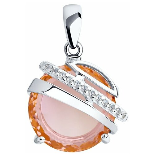 фото Подвеска sokolov из серебра с розовым ситаллом и фианитами 92030573