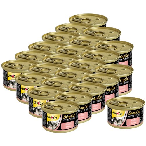 Влажный корм для котят GimCat беззерновой, цыпленок 24 шт. х 70 г (кусочки в желе)