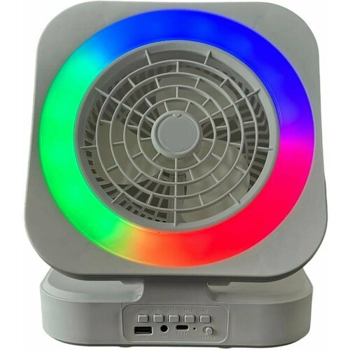 Беспроводная колонка с вентилятором bluetooth колонка мини вентилятор портативная колонка 4 в 1 подсветка power bank квадратная белый 145400₽