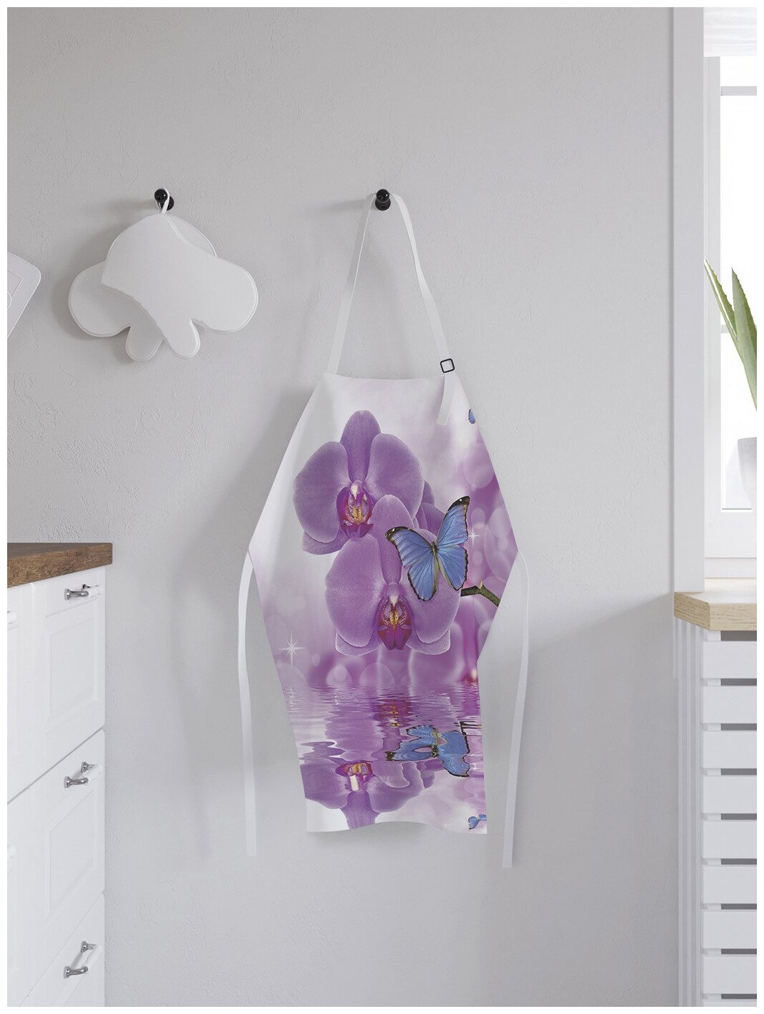 Фартук кухонный JoyArty "Бабочка на орхидее", универсальный размер для женщин и мужчин - фотография № 2