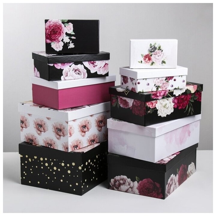 Набор подарочных коробок Oubaoloon 10 в 1, "Цветочный вальс", 12х7х4-32,5х20х12,5 см
