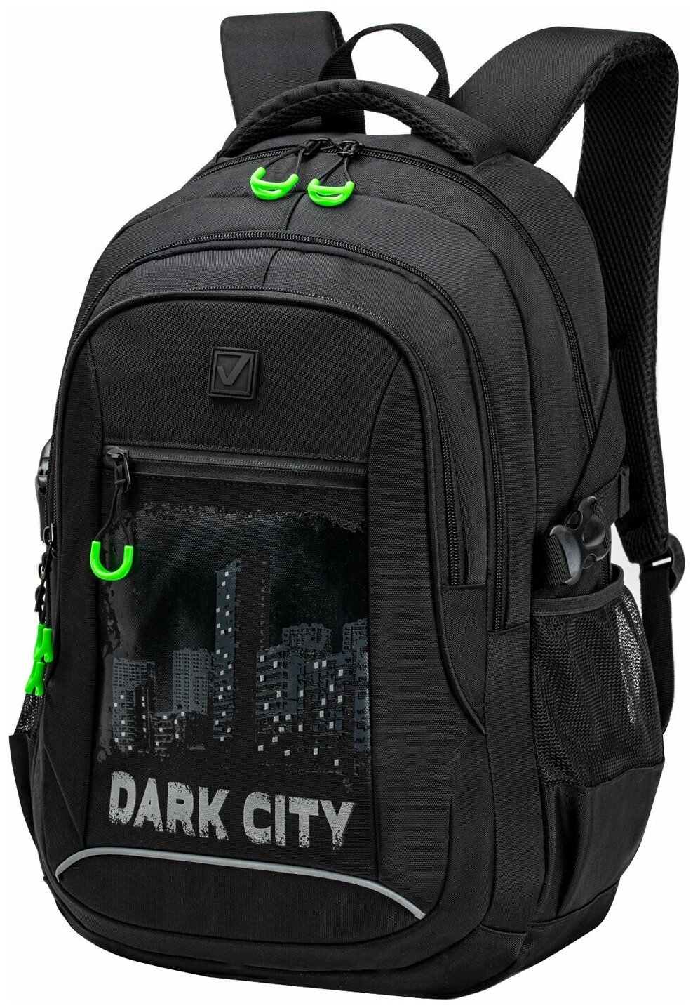 Рюкзак / ранец / портфель школьный / для мальчика / девочки Brauberg Content универсальный, 2 отделения, светоотражающий принт, Dark city, 47х33х18см
