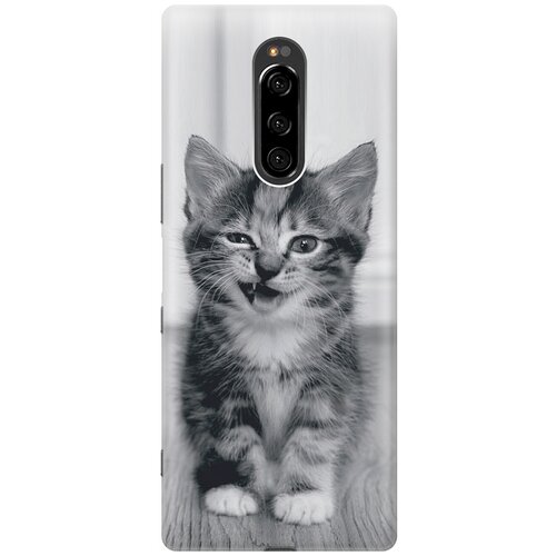 фото Re:pa накладка transparent для sony xperia 1 с принтом "котенок с ухмылкой"