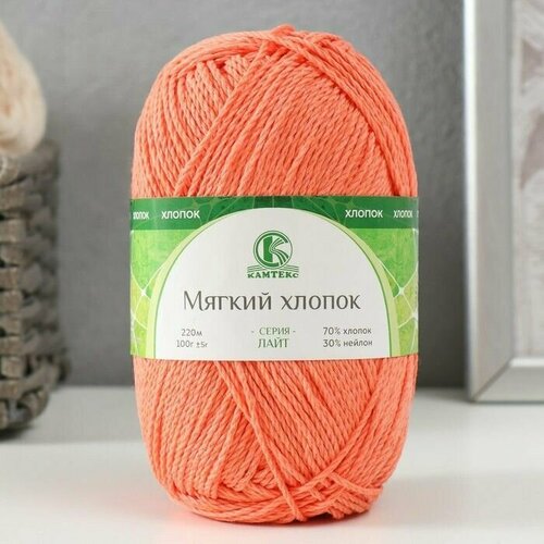 Пряжа для вязания 70 хлопок 30 нейлон 220м100гр 036 абрикос 687₽