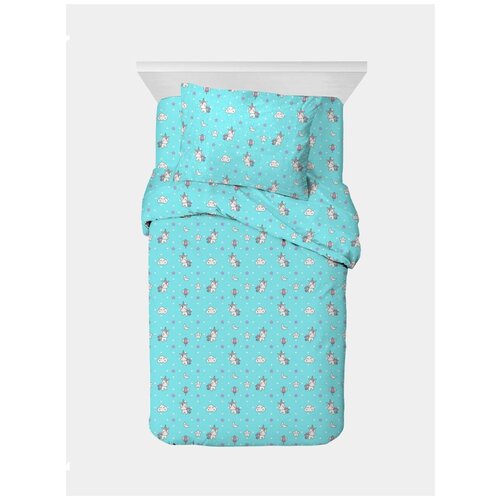 Комплект постельного белья Детский в кроватку Галтекс Единорожки бирюзовый