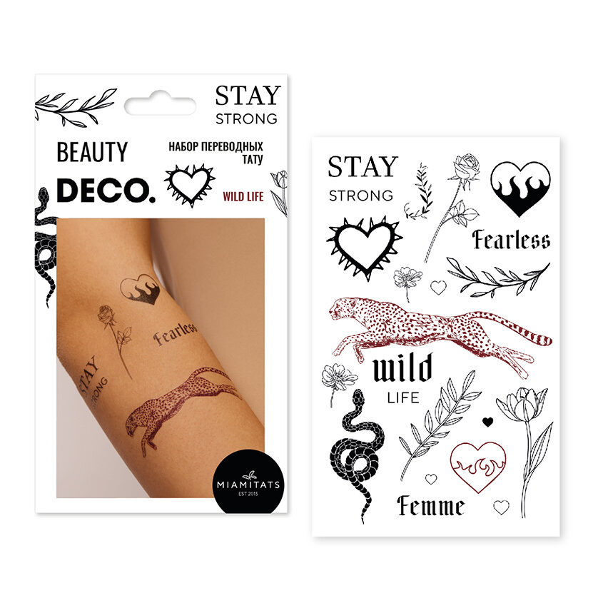 Набор переводных мини-тату DECO. by Miami tattoos (Wild Life)
