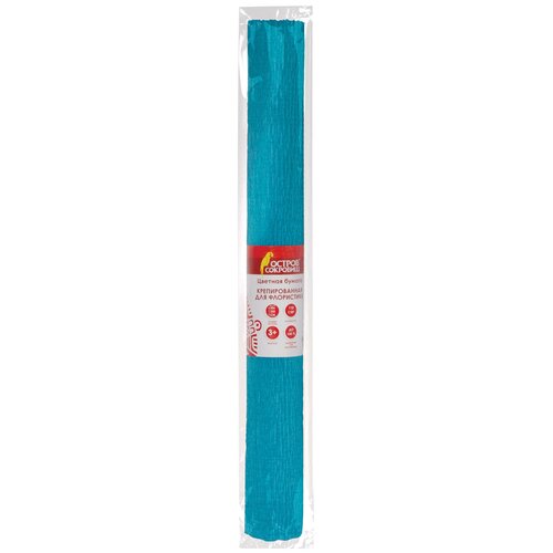 фото Цветная бумага крепированная в рулоне остров сокровищ, 50х250 см, 1 л. 1 л. , голубой