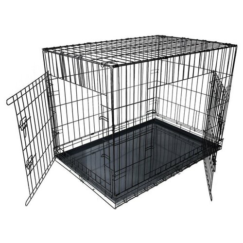 Клетка DogiDom для собак №6 с металлическим поддоном, складная, 121 х 78 х 83 см, черная 5099675