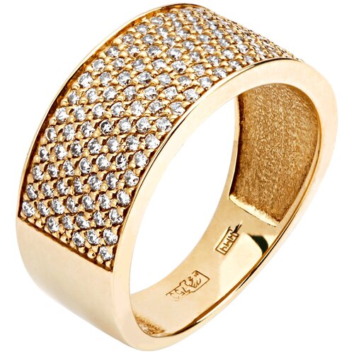 фото Эстет кольцо с 130 бриллиантами из жёлтого золота 750 пробы 01к642815, размер 17.5