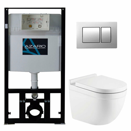 Сет: AZARIO инсталляция + Fora с сидением микролифт + панель смыва, AZ-8010-1000+AZ-8200-0030+AZ-0017 E-R
