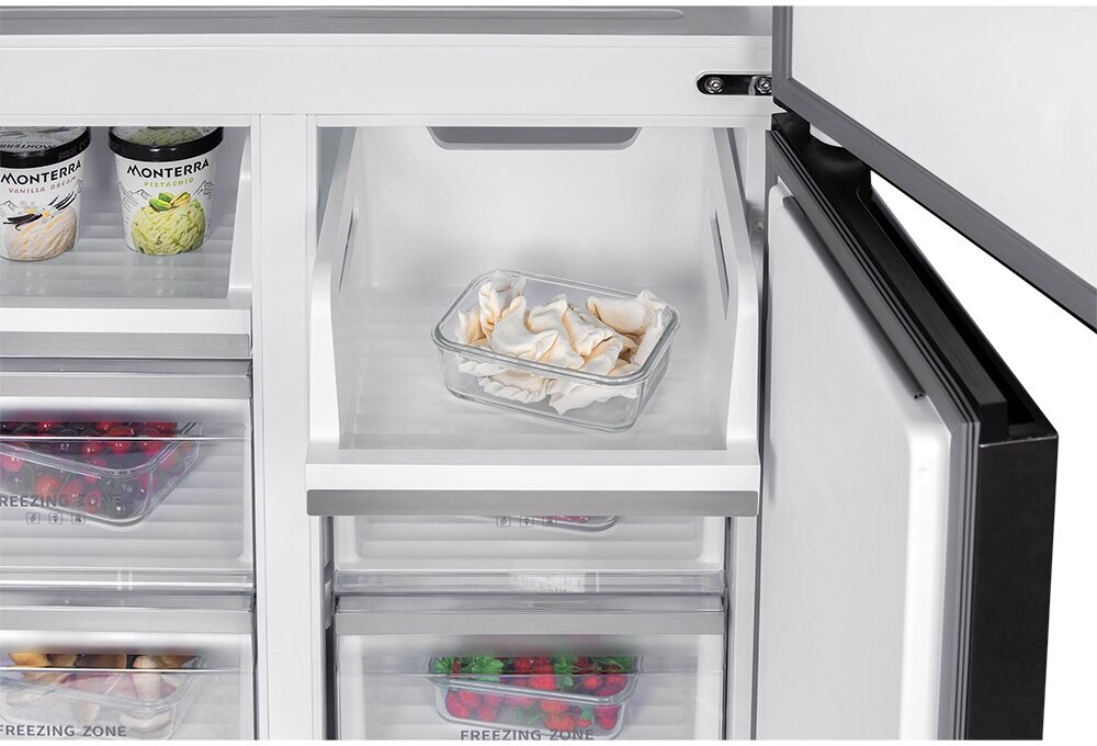 Холодильник HIBERG RFQ-600DX NFGW, Cross Door, Total No Frost, инвертор, 526 л объем, белое мерцающее стекло - фотография № 10
