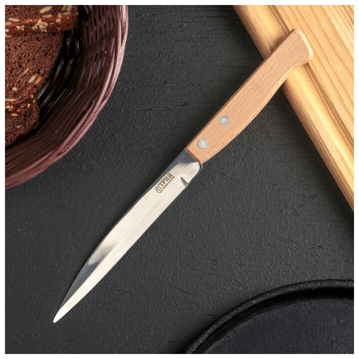Нож кухонный для овощей «Ретро», лезвие 12,5 см, с деревянной ручкой, цвет бежевый - фотография № 1
