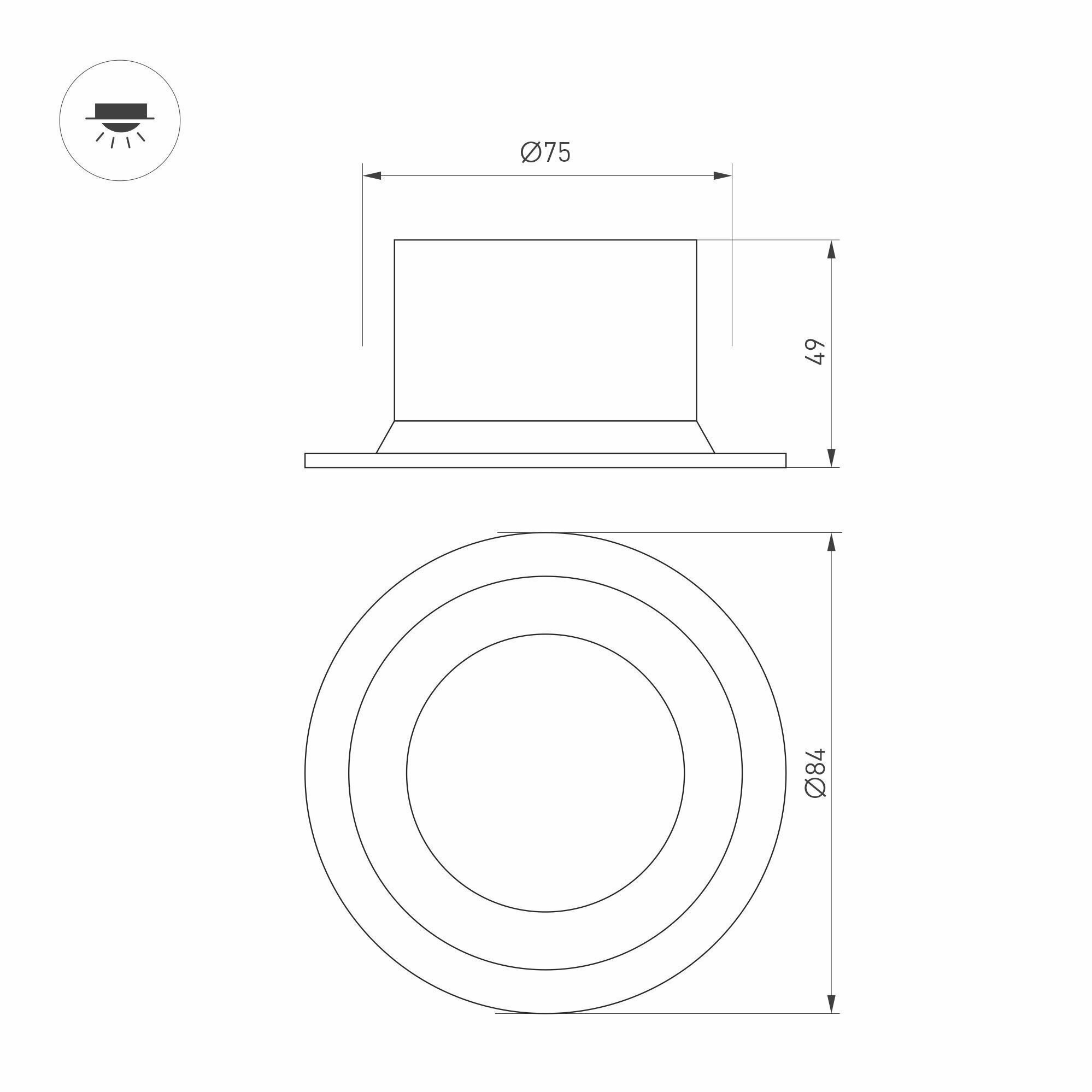 Светильник MS-DROP-BUILT-R84-8W Warm3000 (BK, 85 deg, 230V) (Arlight, IP54 Металл, 5 лет) - фотография № 5