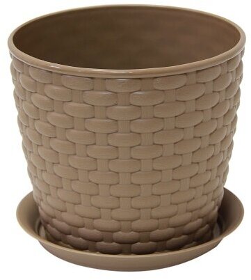 фото Кашпо ротанг D155мм 2л с поддоном бежевый ротанг М 3081 (Артикул: 4400001376)