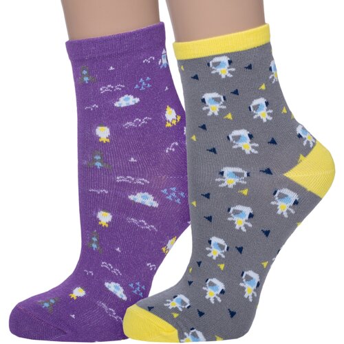 Носки AKOS 2 пары, размер 22, фиолетовый, серый носки akos 3 пары размер 21 23 фиолетовый