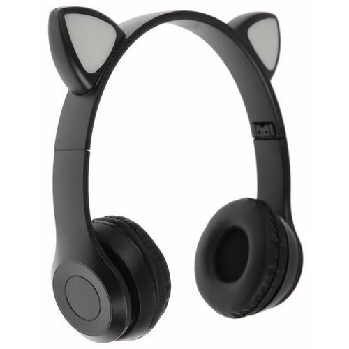 Наушники P47M беспроводные полноразмерные BT microSD микрофон AUX с ушками черные 117100₽