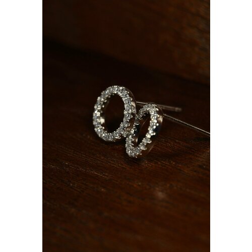 Серьги бижутерный сплав, родирование, фианит, серебряный