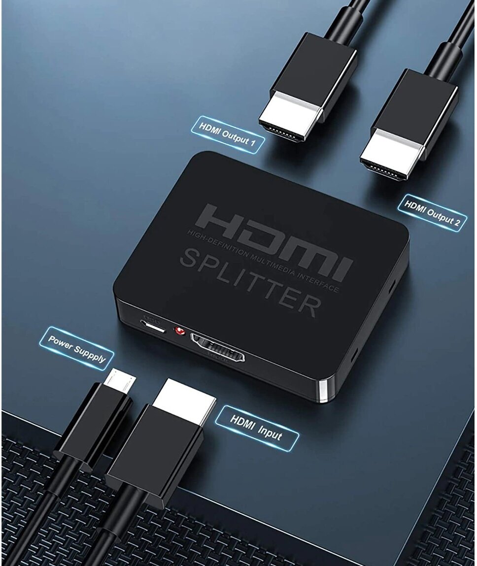 HDMI сплиттер разветвитель 1 вход 2 выхода 1x2