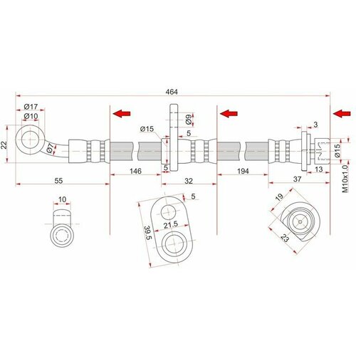 Шланг Тормозной Передний (Таиланд) Honda Cr-V/Odyssey 95-02 Rh Sat арт. ST-01464-S10-010