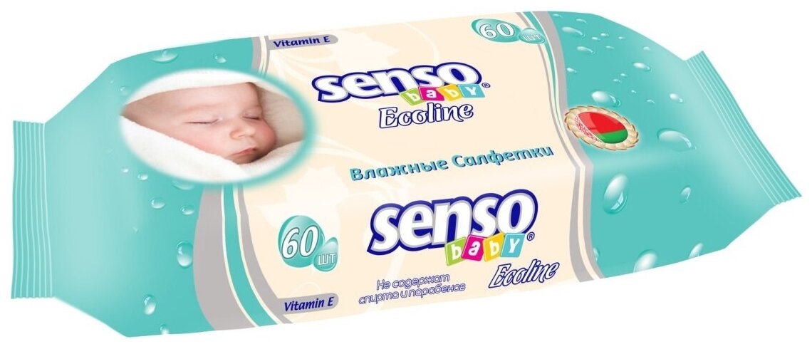 Senso Baby Ecoline Влажные салфетки с крем-бальзамом 60 шт
