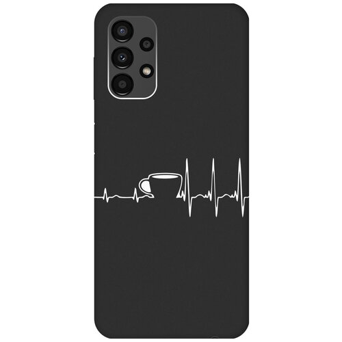 Матовый чехол Coffee Cardiogram W для Samsung Galaxy A13 4G / Самсунг А13 4Г с 3D эффектом черный силиконовый чехол с принтом coffee cardiogram для samsung galaxy a13 5g самсунг а13