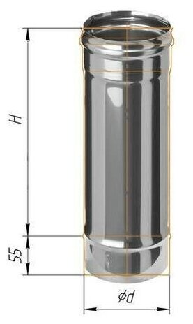 Дымоход 125 (L: 0,25) (430/0,5мм) нержавеющая сталь Феррум (4 шт/упак) - фотография № 3