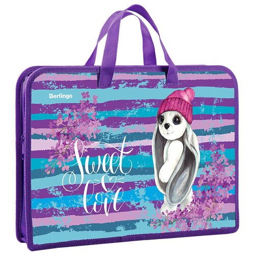 Berlingo Папка-сумка с ручками Bunny, А4, пластик, на молнии, фиолетовый berlingo папка сумка с ручками meow kitty а4 пластик на молнии фиолетовый