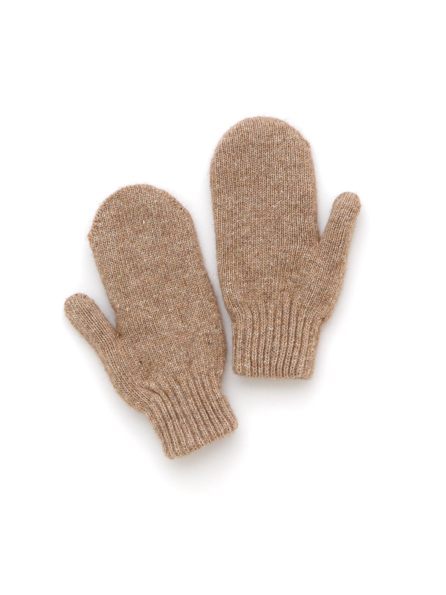 фото Детские варежки из монгольской шерсти СК коричневые 5-7 лет