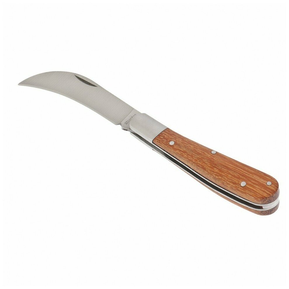 Нож садовый, 170 мм, складной, изогнутое лезвие, деревянная рукоятка Palisad - фотография № 2