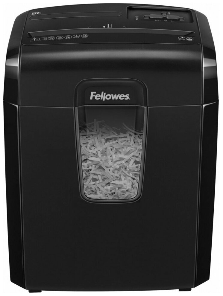 Шредер Fellowes® Powershred® 8C, DIN P-4, 4х35мм, 8лст, 14лтр, уничт: скобы, скр, пл. карты Fellowes Powershred 8C