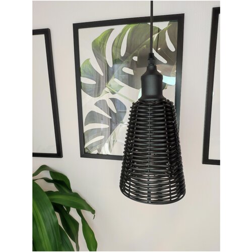 Подвесной светильник, потолочный светильник S4257-3 из полиротанга, черный, Е27, 60 Вт