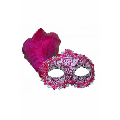 фото Малиновая маска с пером вкостюме